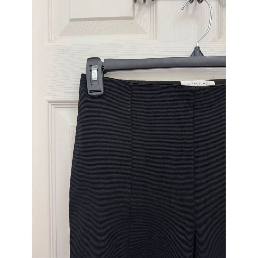 The Row Ribbed Pants Size Large Black Front Seam Skinny Slim Classic - Picture 4 of 9